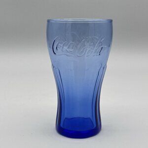 Coca Cola Cobalt Blue 6" Soda Glass Classic Design Script Logo Libbey Glass
